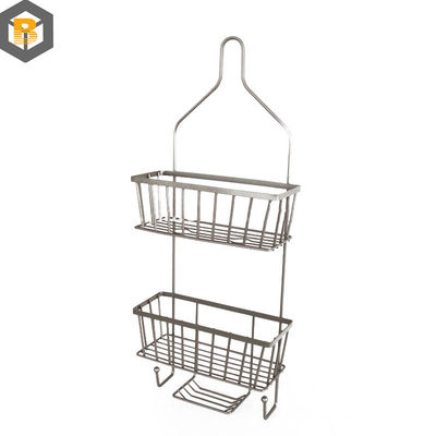 Dekoratives Bad Metall Dusche Caddy mit Haken und Shampoo Display Basket über Badewanne