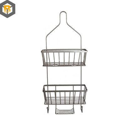 Dekoratives Bad Metall Dusche Caddy mit Haken und Shampoo Display Basket über Badewanne