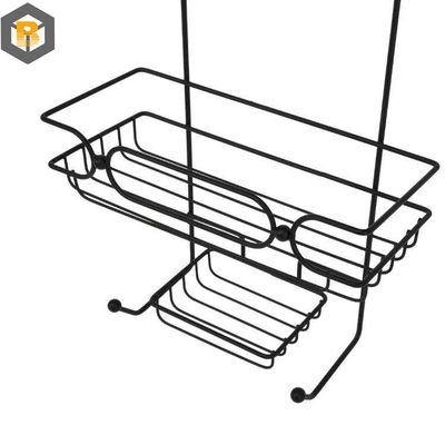 Custom 2D/3D/Zeichnung 2 Tier Metall Schwarz Badezimmer Korb Organisator für Duschwagen