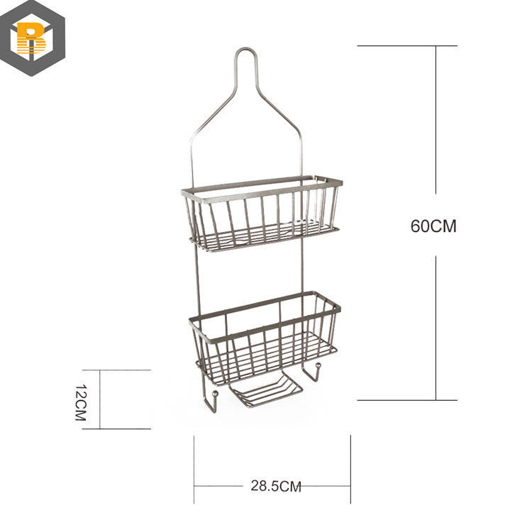 Dekoratives Bad Metall Dusche Caddy mit Haken und Shampoo Display Basket über Badewanne