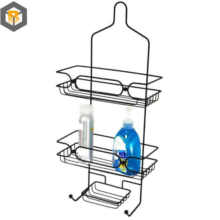 Custom 2D/3D/Zeichnung 2 Tier Metall Schwarz Badezimmer Korb Organisator für Duschwagen